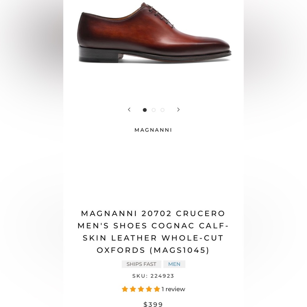 Magnanni Crucero Oxford Mens Dress shoe, Size 11